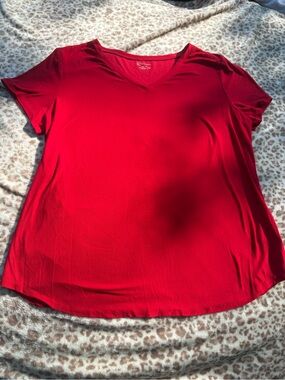 Nobo Women’s V Neck Red Short Sleeve Top Size XXL